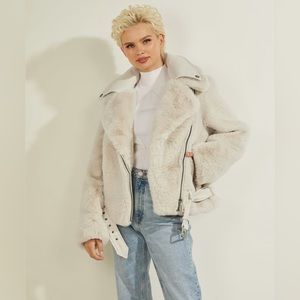 Guess Faux Fur and Leather Moto Jacket